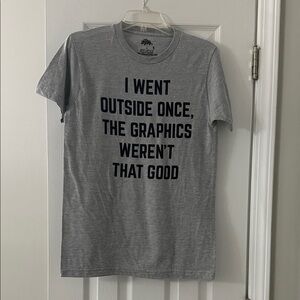 Gray Graphic Tee with Humorous Text